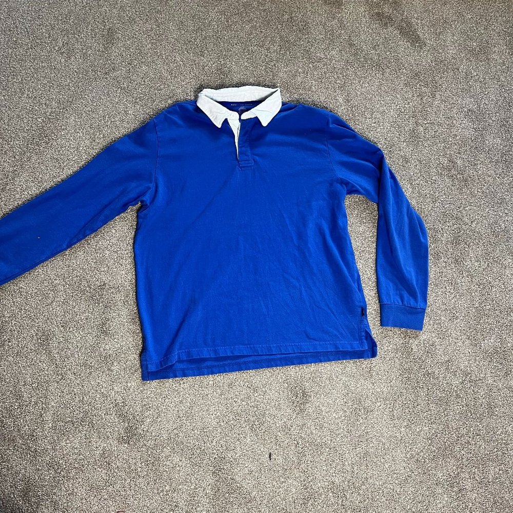 AMERICAN EAGLE Shirt Pullover Mens Blue White Corduroy Henley Long Sleeve